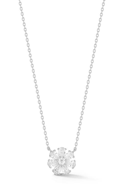 Flower Cubic Zirconia Pendant Necklace