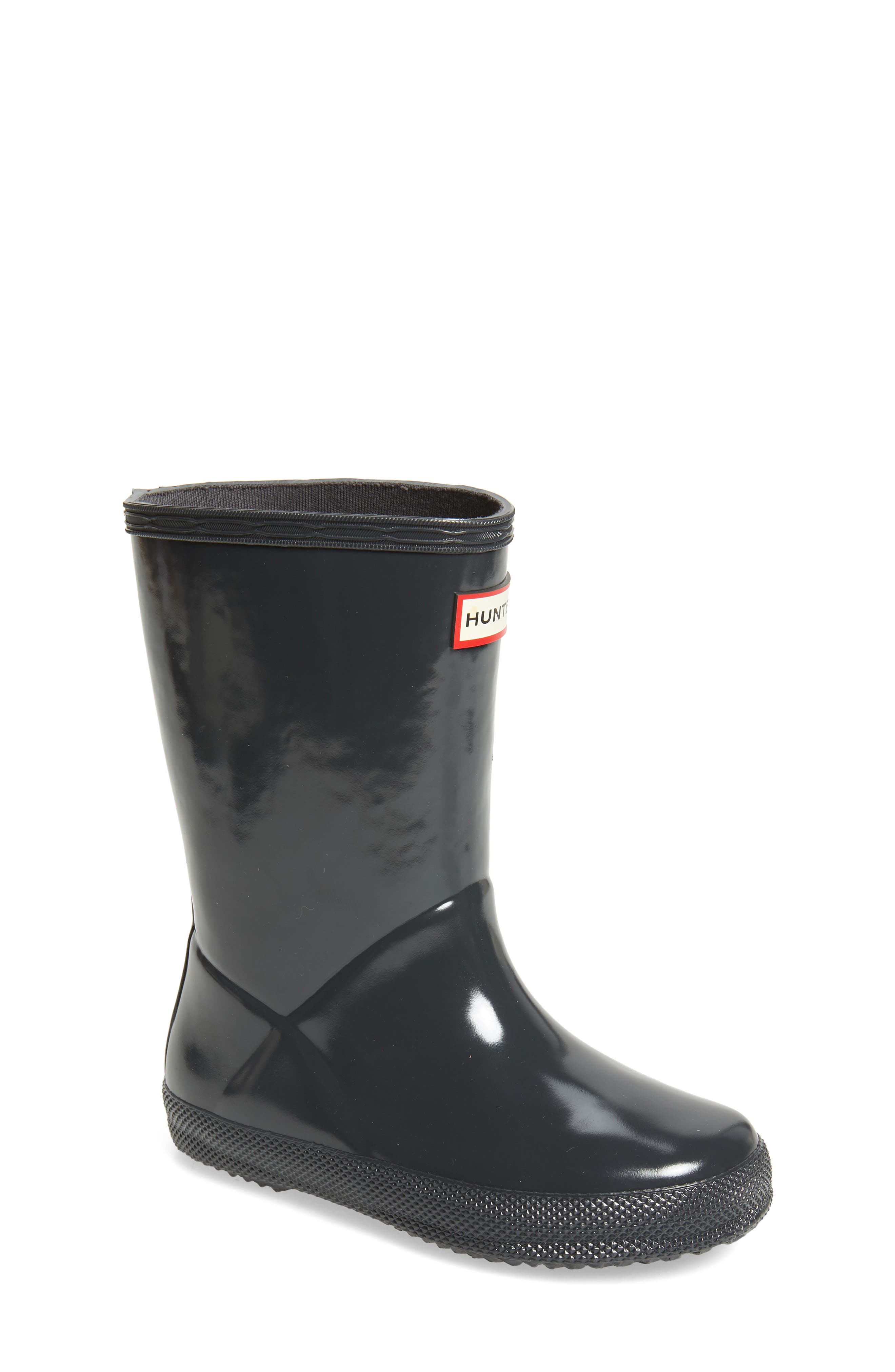 Kids' First Gloss Waterproof Rain Boot, Main, color, DARK SLATE