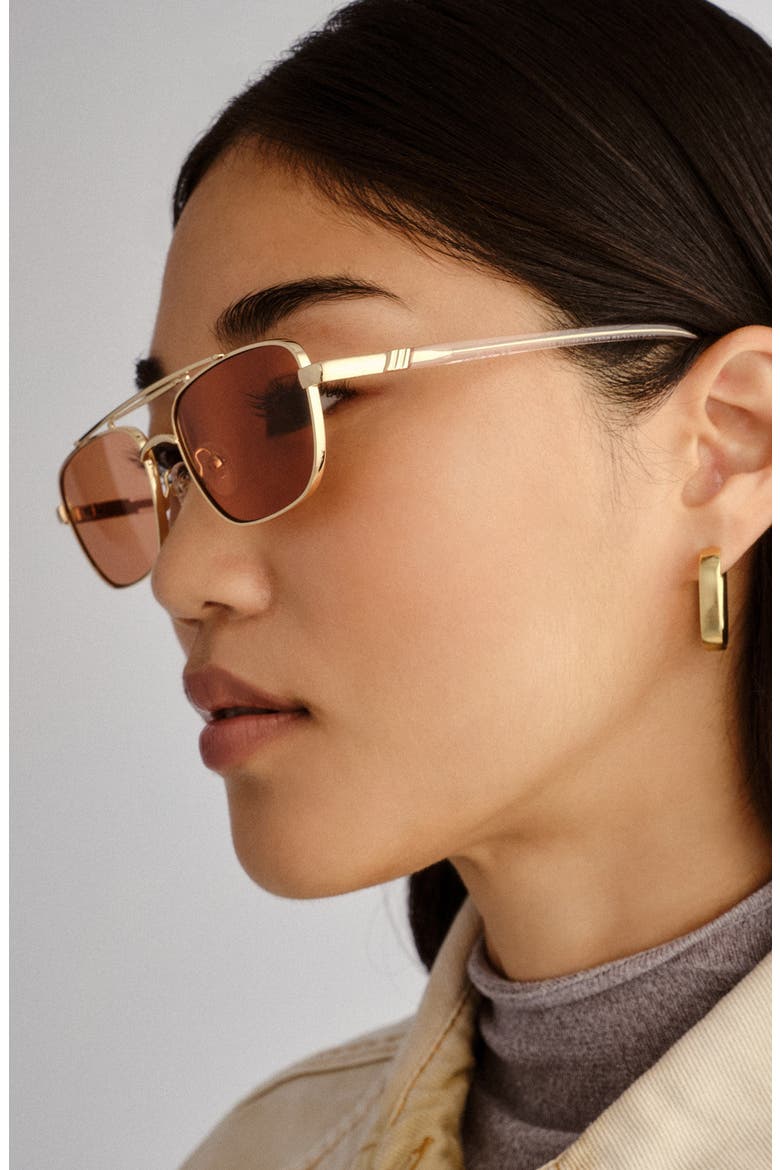 Le Mimi 57mm Aviator Sunglasses, Alternate, color, GOLD / CINNAMON TINT
