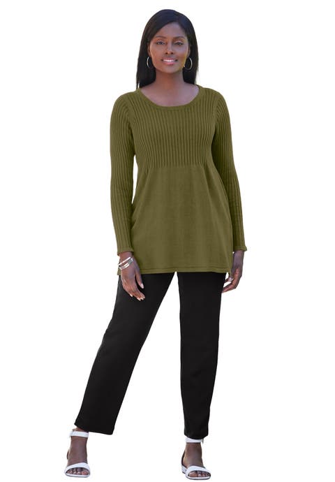 Ribbed Baby Doll Tunic Sweater