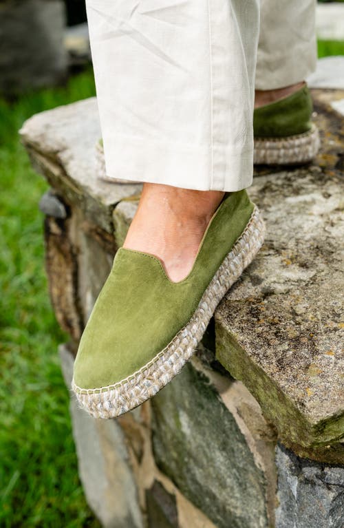 Shop Patricia Green Avery Platform Epsadrille Flat In Olive Suede