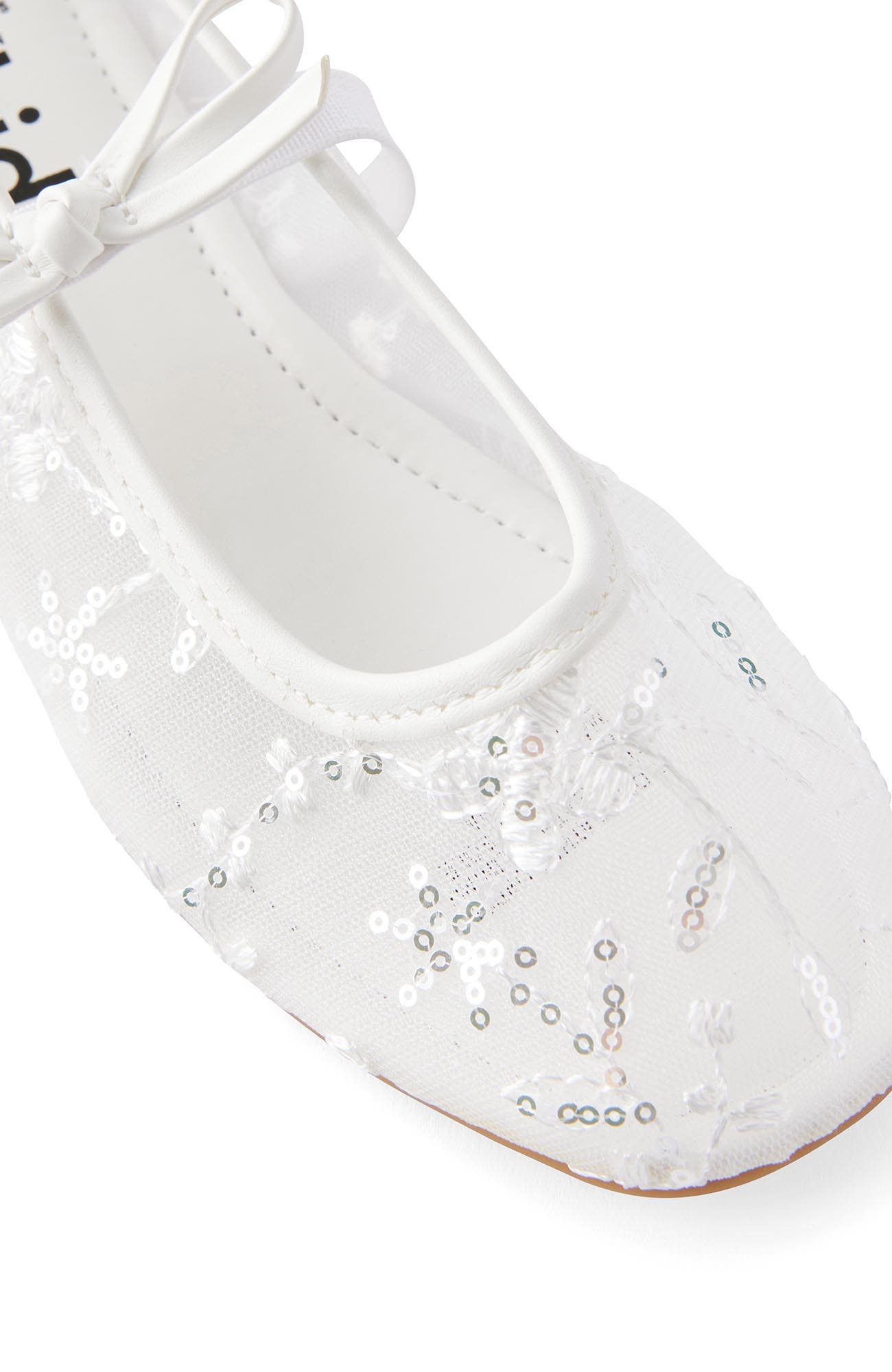 Cotton On Kids Kid's Kids Ballet Flat, Alternate, color, Vanilla Embellished Mesh