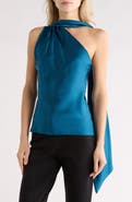 Renee C Scarf Detail One-Shoulder Satin Top
