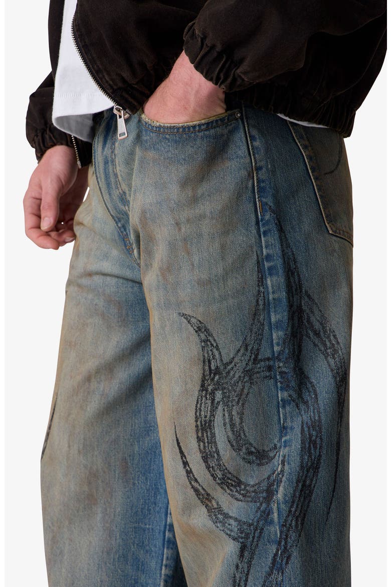 Embroidered Ultra Wide Leg Jeans, Alternate, color, MEDIUM BLUE