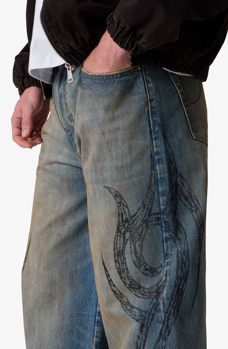 mnml Embroidered Ultra Wide Leg Jeans, Alternate, color, 