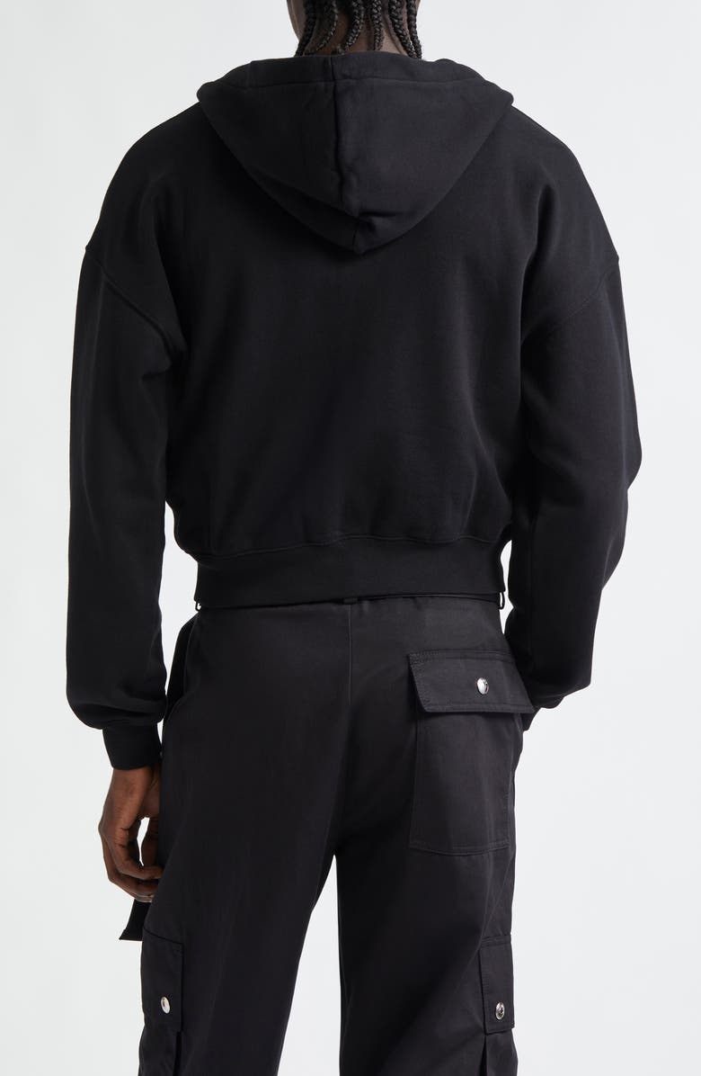 Jacquemus Le Hoodie Grosgrain Logo Cotton Fleece Zip Hoodie, Alternate, color, 