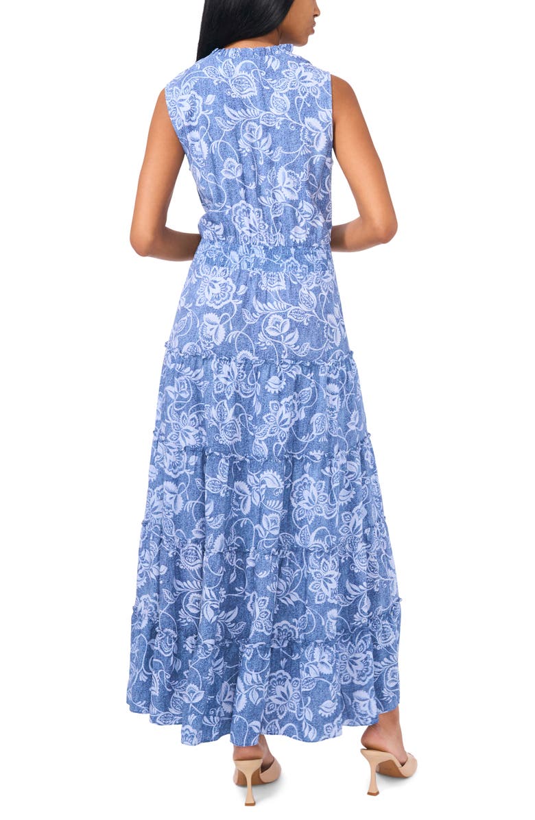 Halogen<sup>®</sup> Tie Neck Sleeveless Tiered Maxi Dress, Alternate, color, Blue Multi