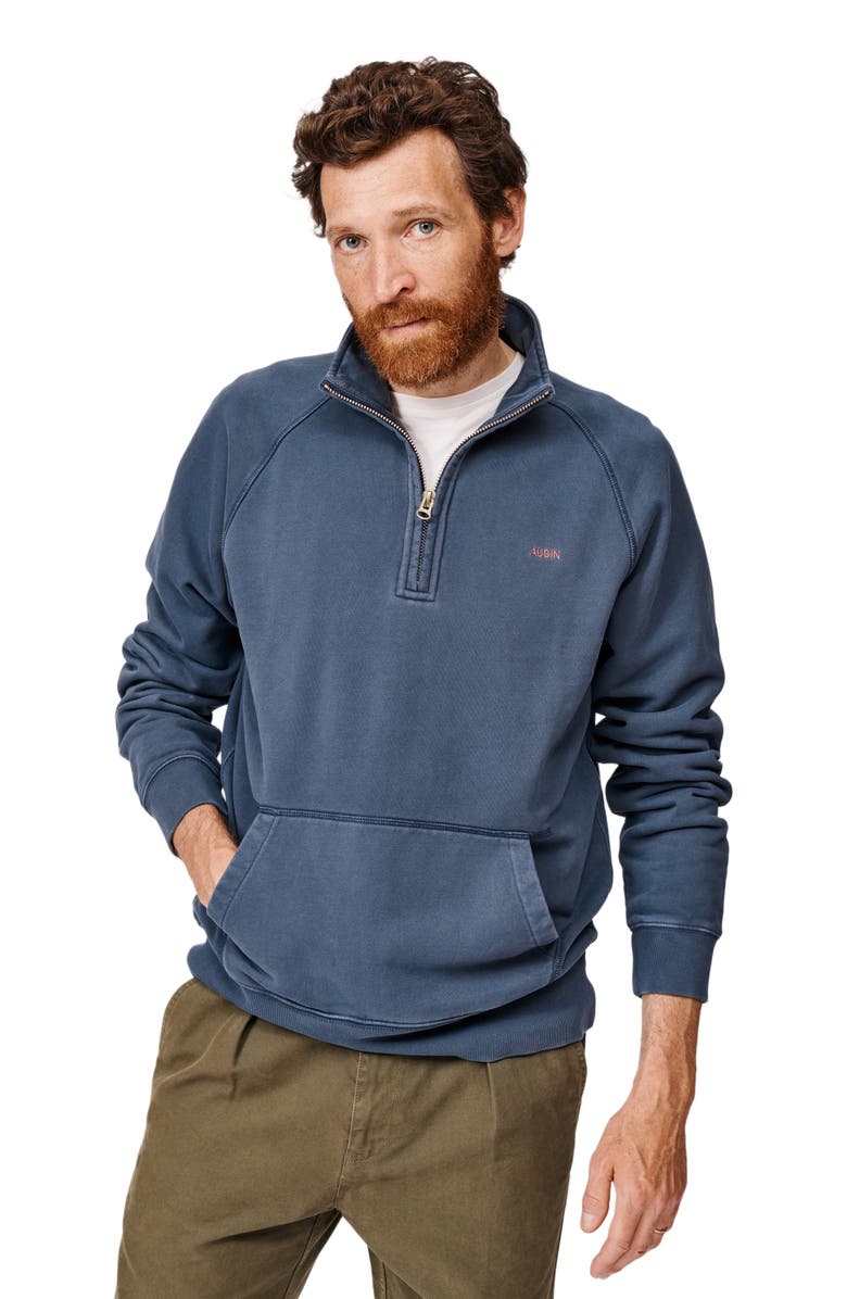 Aubin Provost Zip Neck Sweatshirt, Main, color, Navy