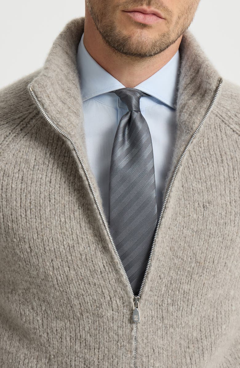 Brunello Cucinelli Silk chevron tie, Alternate, color, Dark Grey