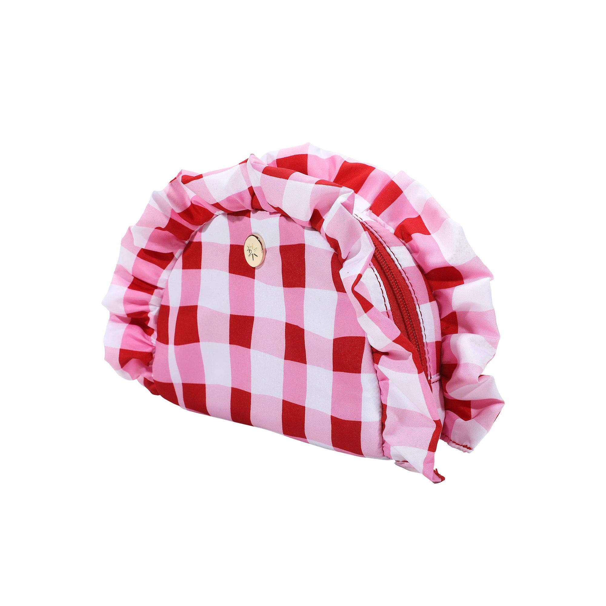 Picnic-Core Red and White Gingham Ruffled Clutch - 8.25x5.25 Inch Check Print Pouch with Ruffle Trim and Poly Lining for Parties and Gifting, Alternate, color, Multicolor