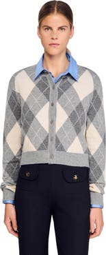 SANDRO Argyle pattern cardigan