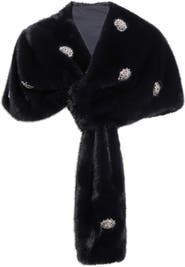 Cinq à Sept Rhinestone Dahlia Gianella Faux Fur Stole