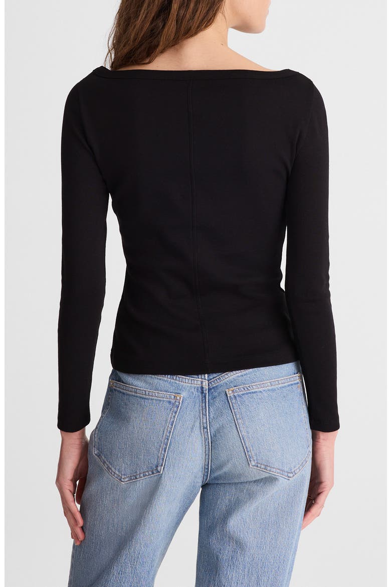 The '90s Compact Cotton Boatneck T-Shirt, Alternate, color, JET BLACK