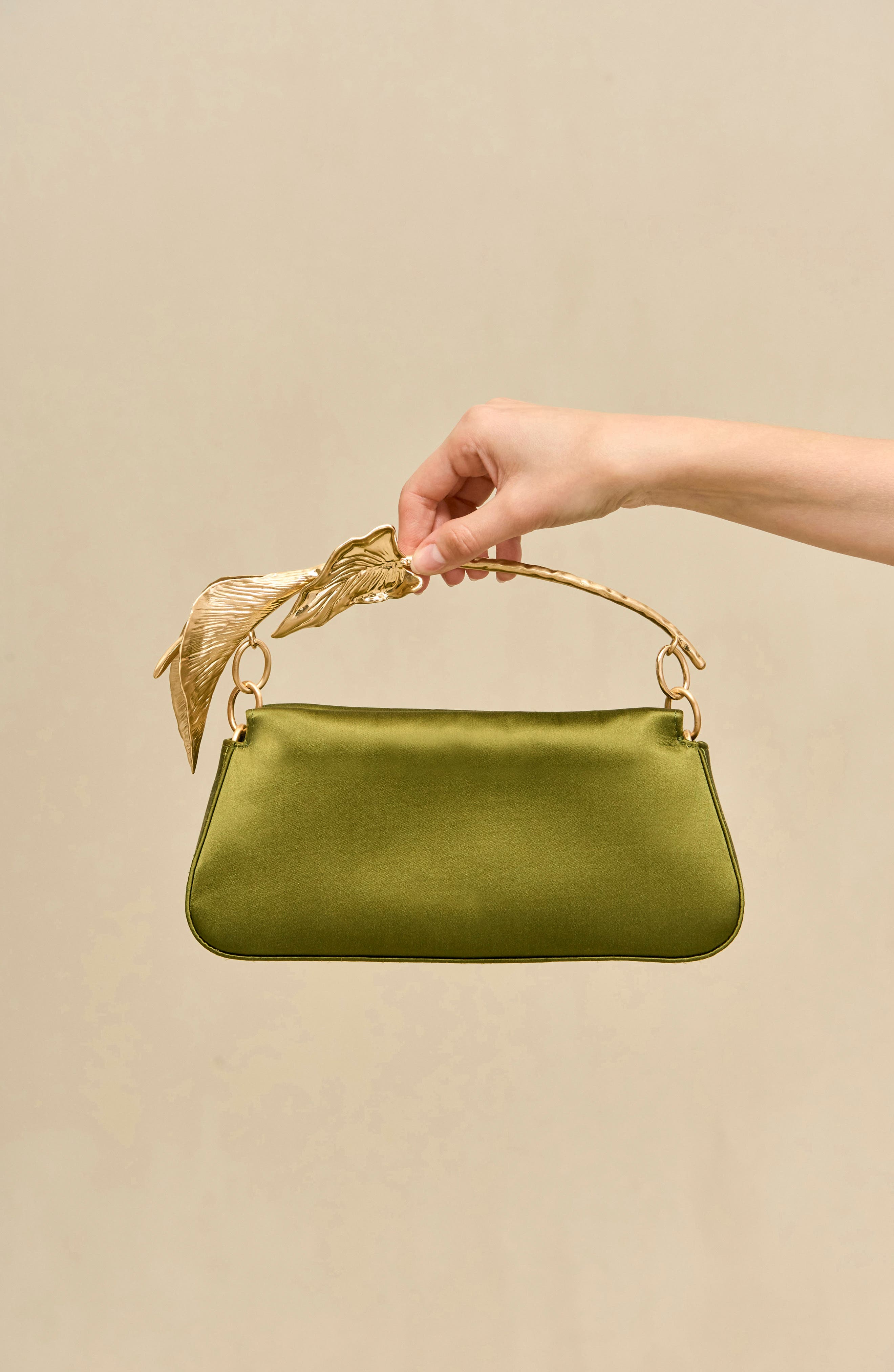 Calla Top Handle Satin Clutch, Alternate, color, DARK CHIVE