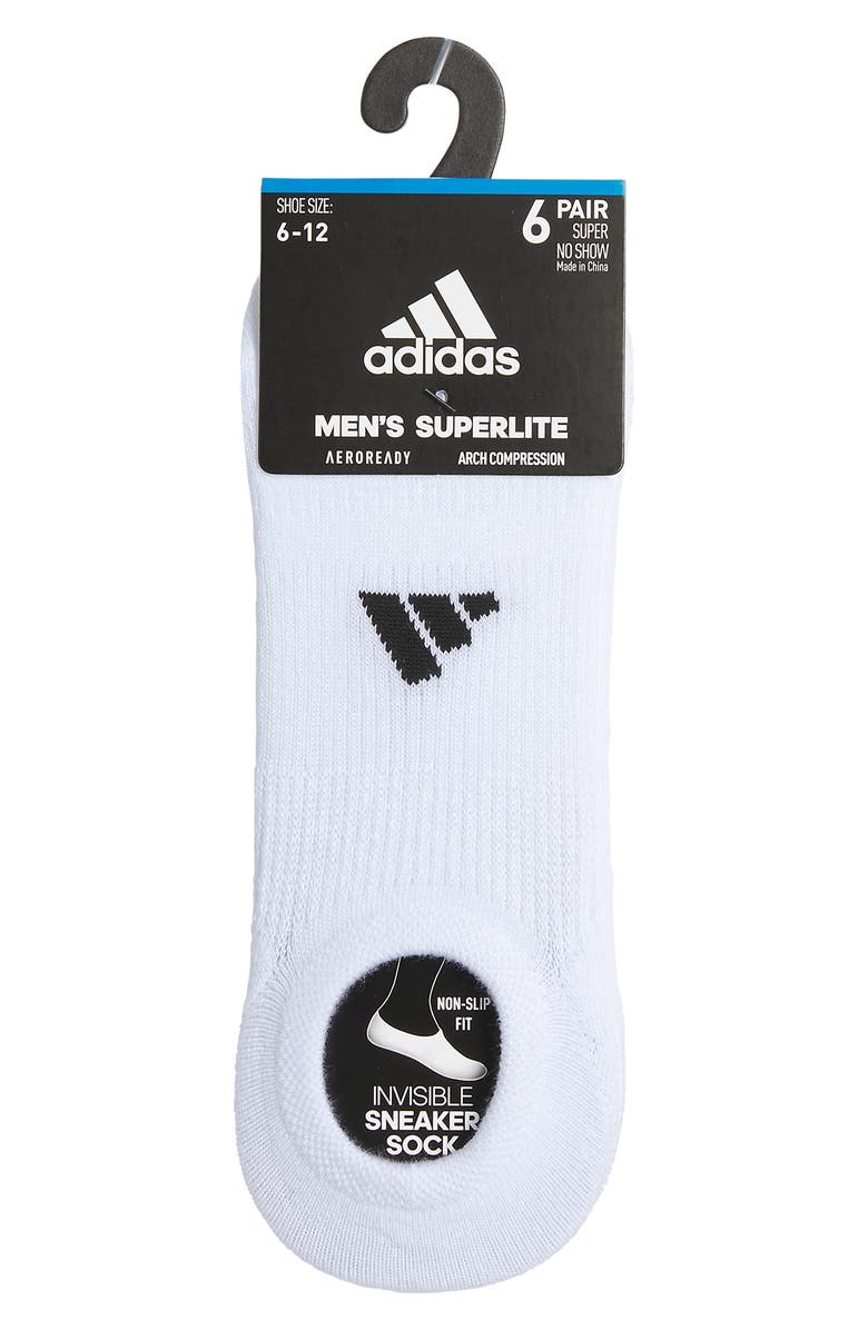 adidas 6-Pack Athletic Cushioned No-Show Socks, Alternate, color, White/ Black