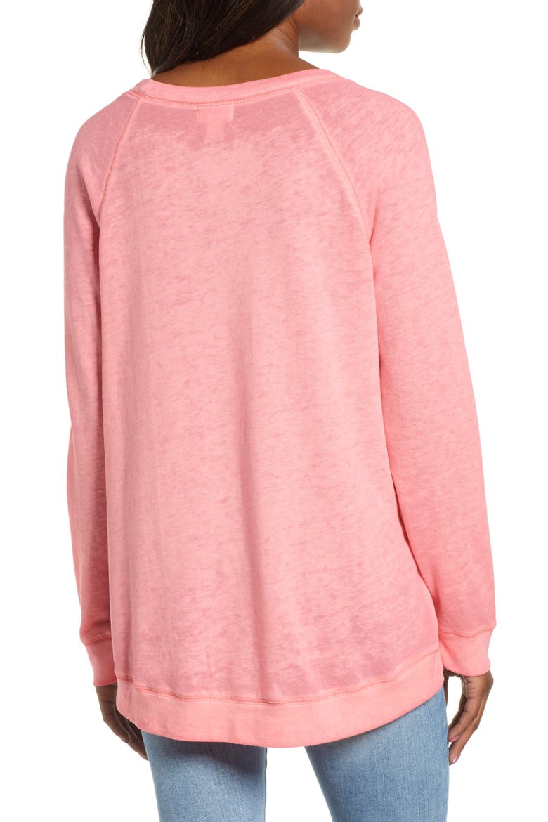 Burnout Sweatshirt, Alternate, color, PINK GERANIUM