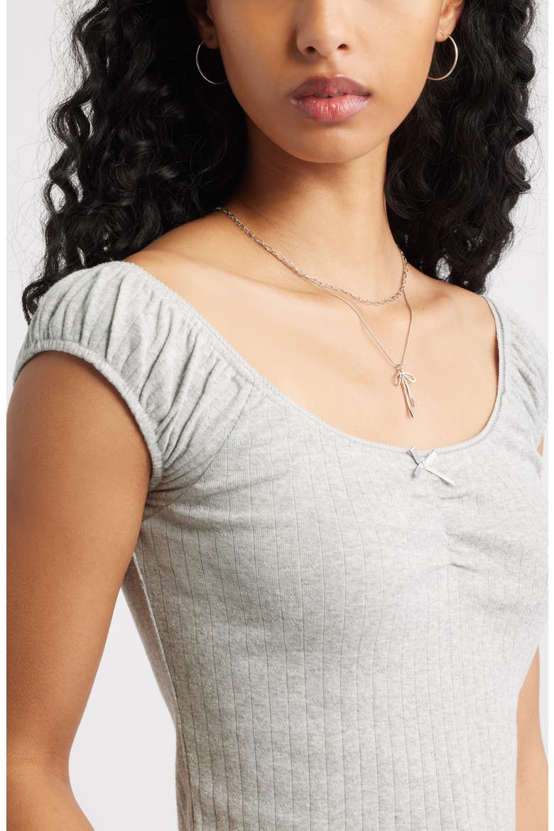 Pointelle Cap Sleeve Top, Alternate, color, GREY SOFT HEATHER