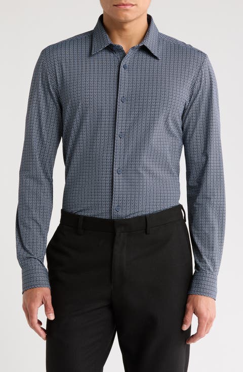 Roan Kent Geo Print Button-Up Shirt