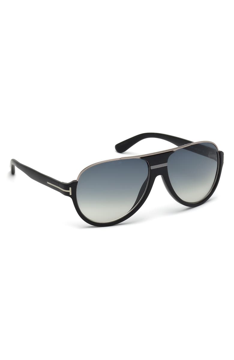 TOM FORD 'Dimitry' 59mm Aviator Sunglasses, Alternate, color, Matte Black/ Dark Ruthenium