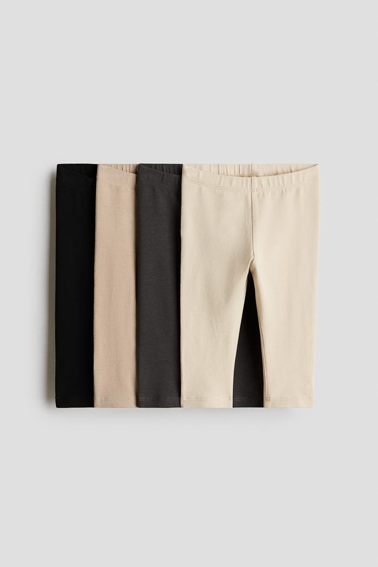 4-pack Cotton Jersey Leggings, Main, color, Light beige/dark gray
