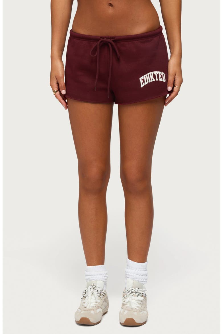 Sporty Babe Drawstring Micro Shorts, Main, color, BURGUNDY