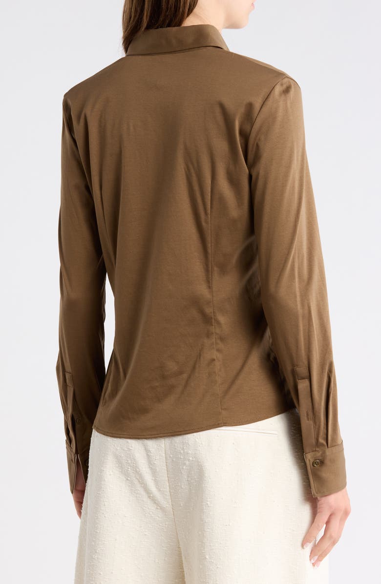 BOSS Birdie Tuesday Cotton Button-Up Shirt, Alternate, color, Open Brown