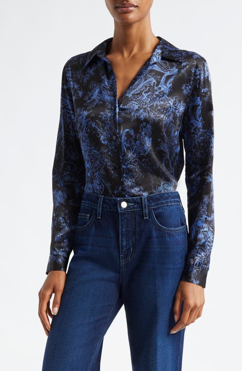 L'AGENCE retailer Front Wrap Blouse with Pockets