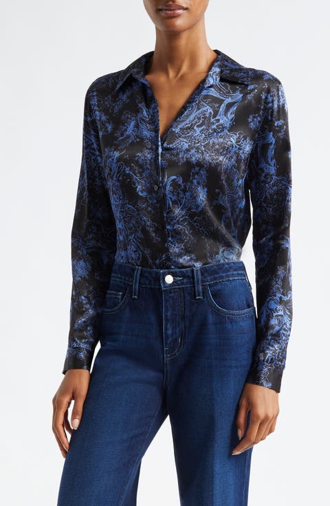 Tyler Print Silk Button-Up Shirt