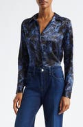L'AGENCE Tyler Print Silk Button-Up Shirt
