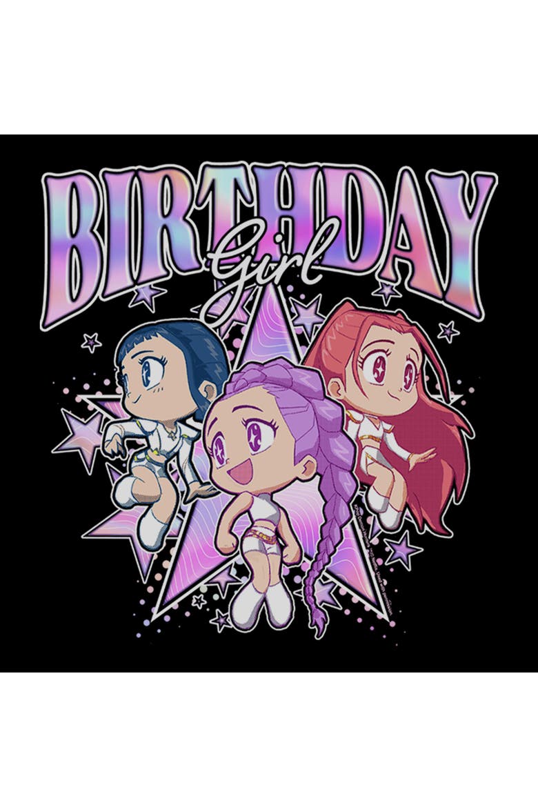 Junior's Kpop Demon Hunters Huntrix Birthday Girl  Graphic T-Shirt, Alternate, color, Black
