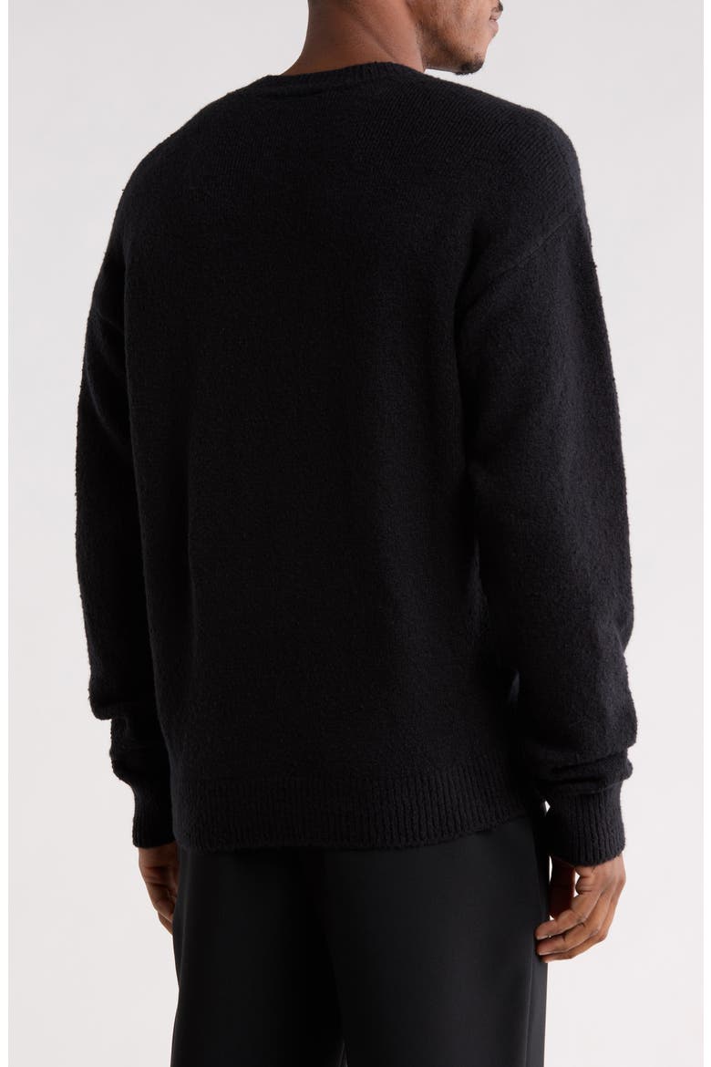 Logo Monogram Intarsia Knit Sweater, Alternate, color, BLACK WHITE
