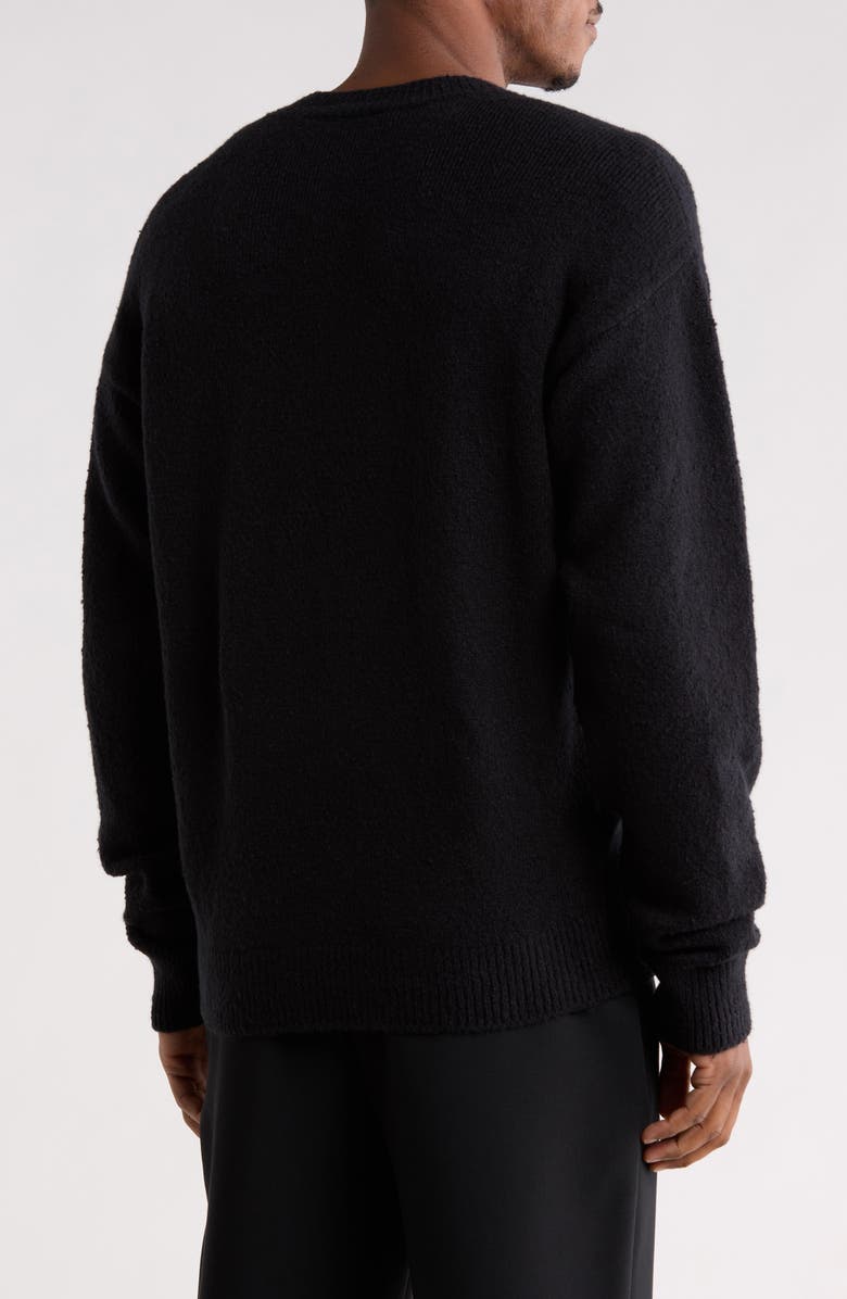 Palm Angels Logo Monogram Intarsia Knit Sweater, Alternate, color, Black White
