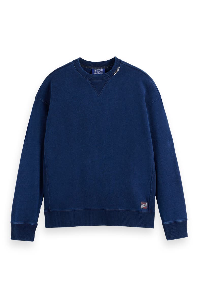 Indigo Cotton Crewneck Sweatshirt, Alternate, color, INDIGO