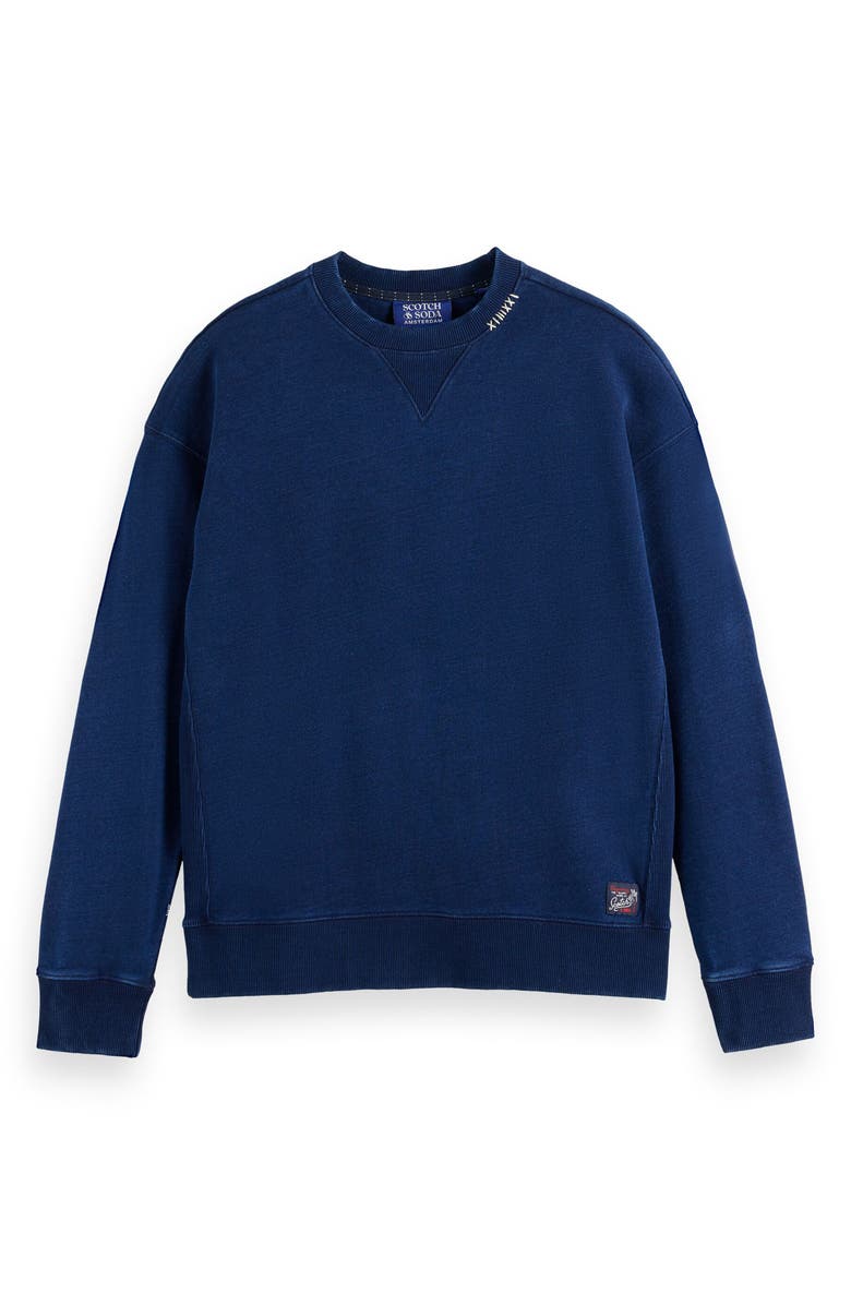Scotch & Soda Indigo Cotton Crewneck Sweatshirt, Alternate, color, Indigo