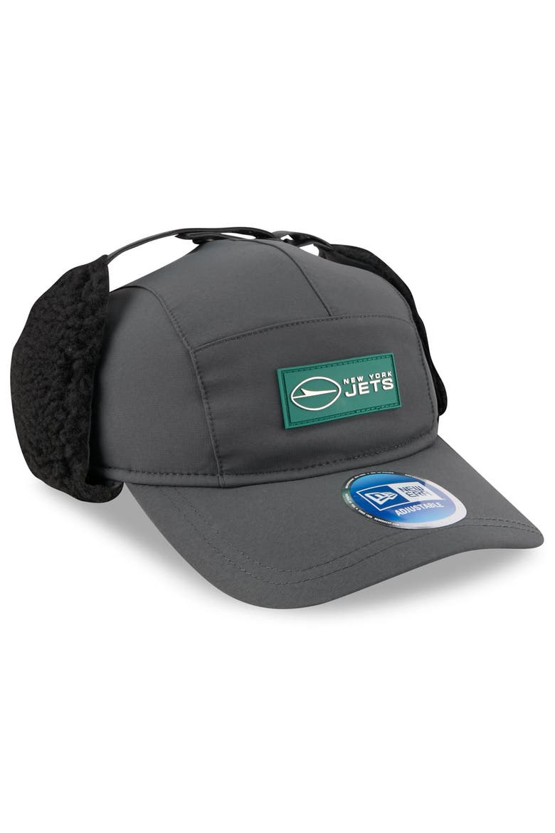 Men's New Era Charcoal New York Jets 2025 Sideline Cold Weather Runner Dog Ear Adjustable Hat, Alternate, color, Charcoal