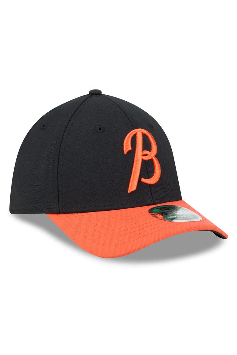 Men's New Era  Black/Orange Baltimore Orioles Player Replica 39THIRTY Flex Hat, Alternate, color, Black