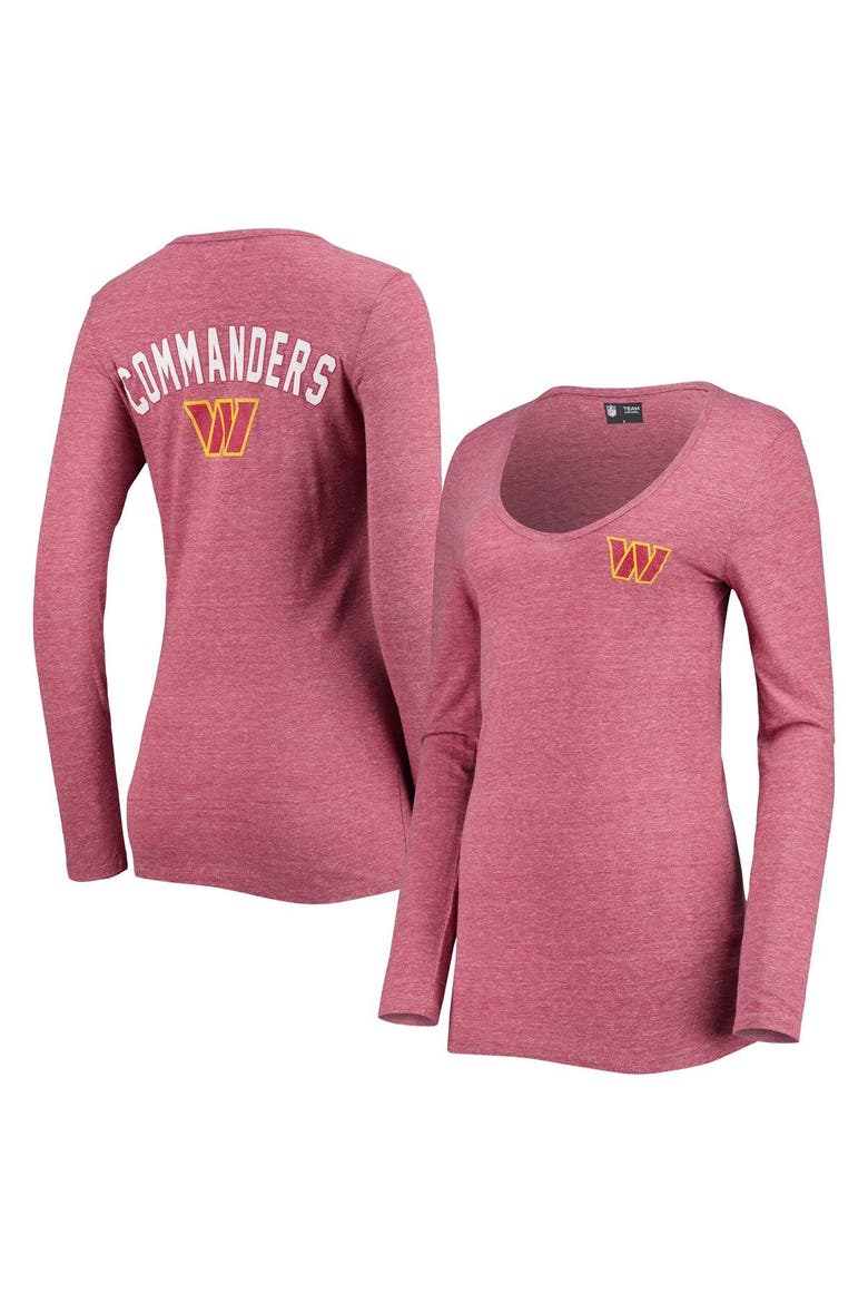 Women's New Era Burgundy Washington Commanders Scoop Neck Tri-Blend Long Sleeve T-Shirt, Main, color, Burgundy