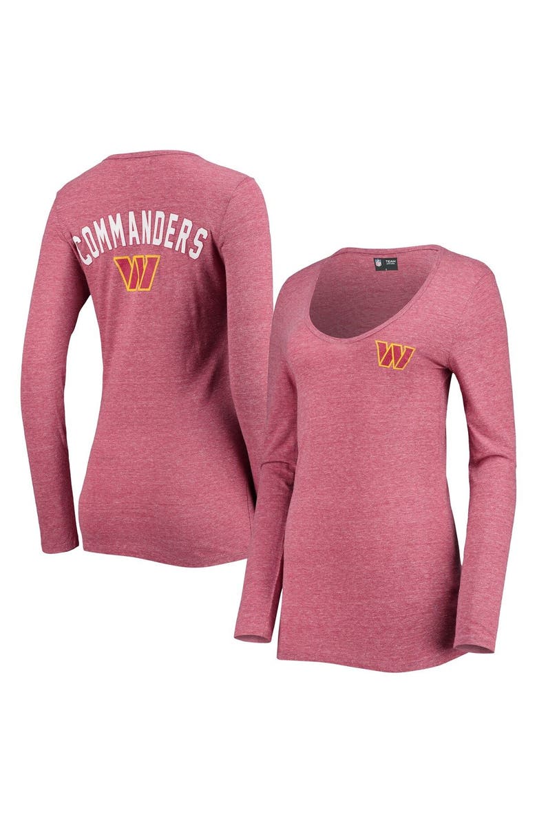 New Era Women's New Era Burgundy Washington Commanders Scoop Neck Tri-Blend Long Sleeve T-Shirt, Main, color, Burgundy