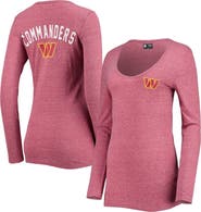 New Era Women's New Era Burgundy Washington Commanders Scoop Neck Tri-Blend Long Sleeve T-Shirt