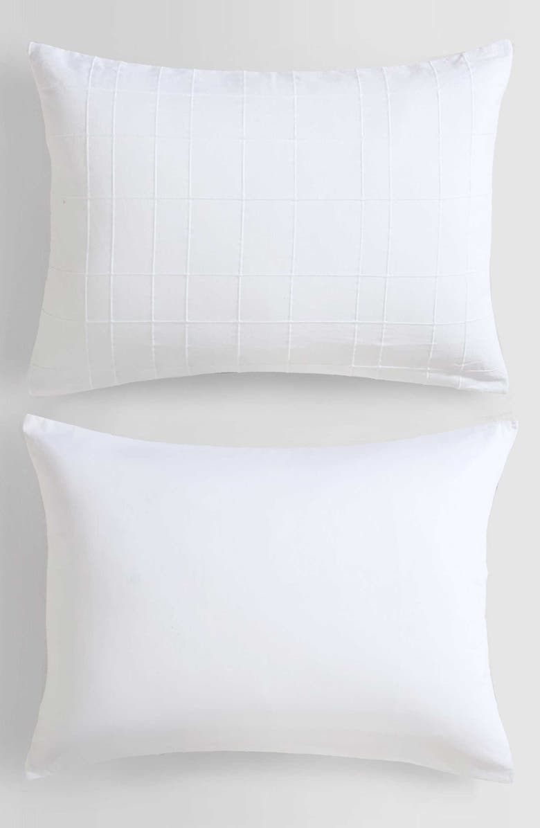 Calvin Klein Puckered Grid Duvet Cover & Shams Set, Alternate, color, White