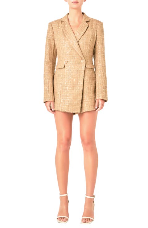 Premium Sequin Tweed Long Sleeve Blazer Minidress