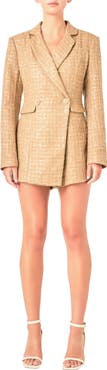 Endless Rose Premium Sequin Tweed Long Sleeve Blazer Minidress