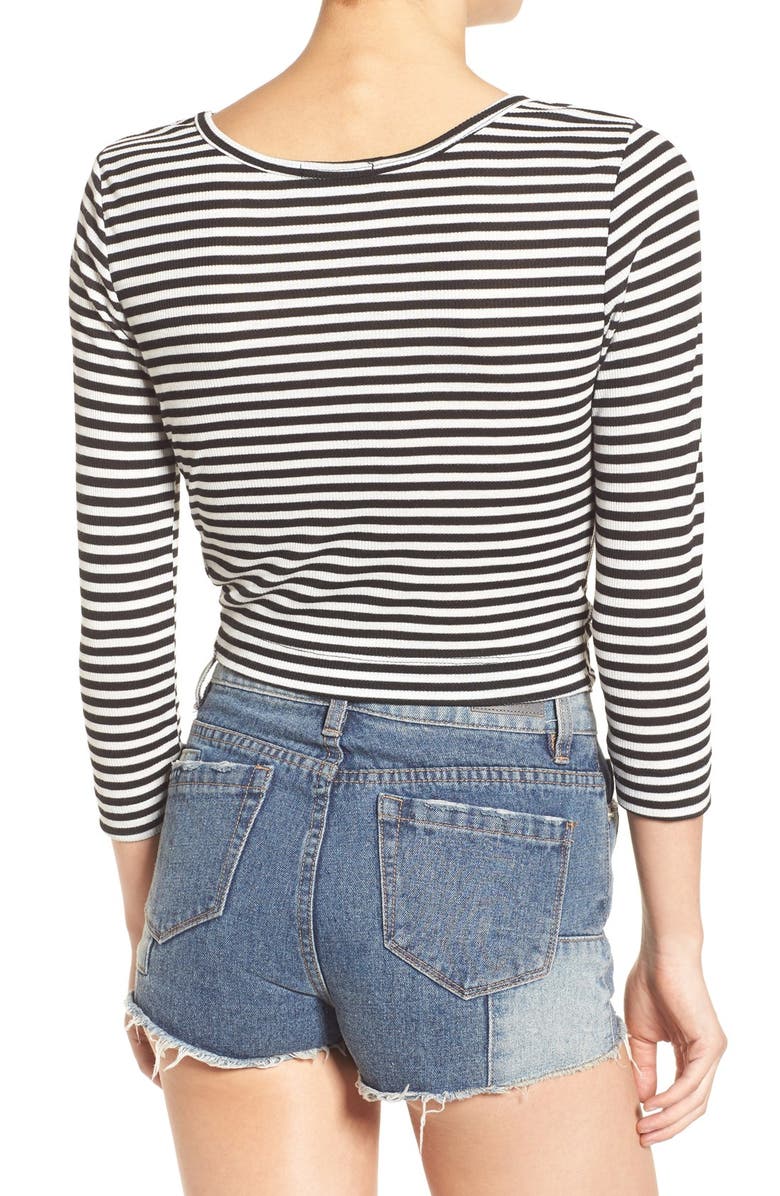 Chloe & Katie Three Quarter Sleeve Stripe Top, Alternate, color, 