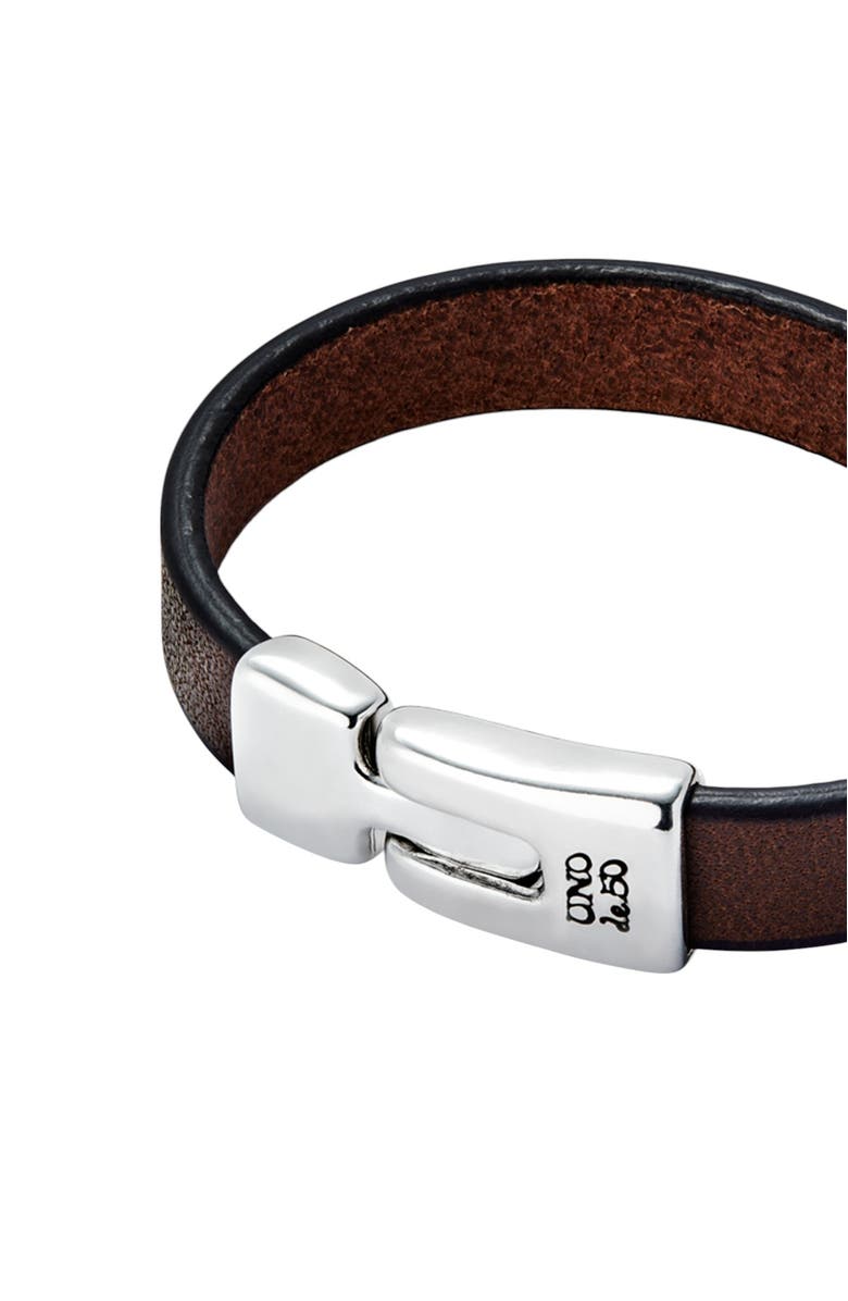 UNODE50 Brown Leather Band, Alternate, color, Silver