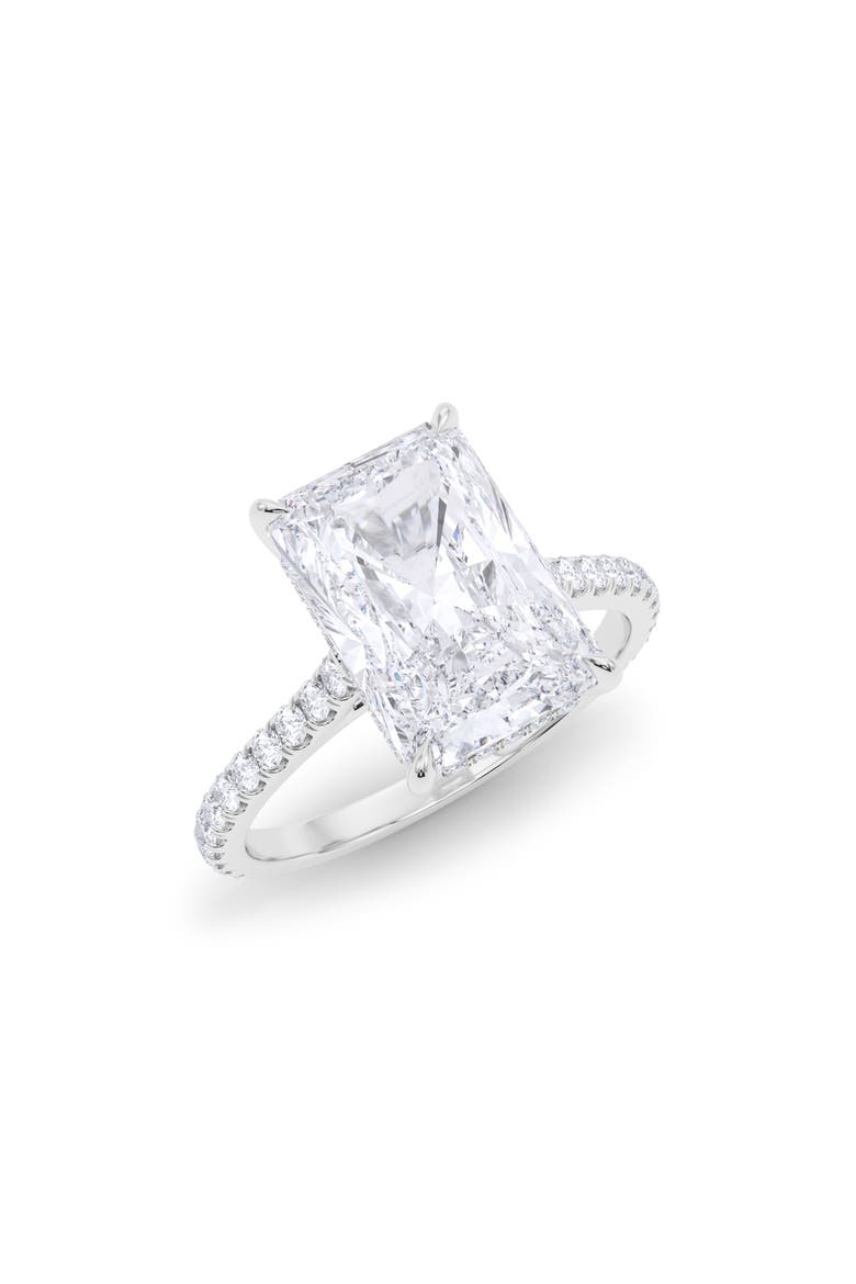 Radiant Cut Pavé Lab Grown Diamond Ring, Alternate, color, 3.00 CTW 18K WHITE GOLD