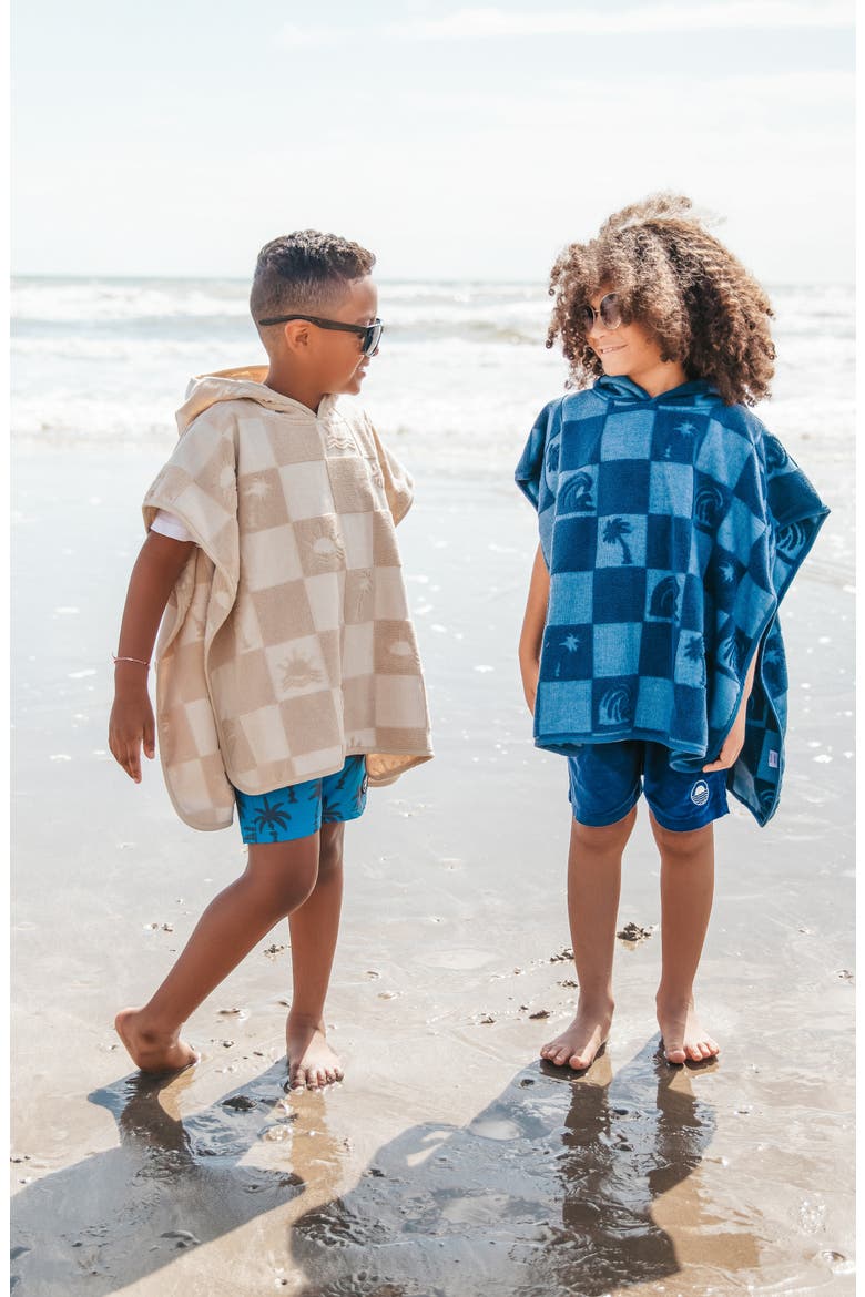 Kids' El Ray Hooded Cotton Terry Cloth Poncho, Alternate, color, SAN