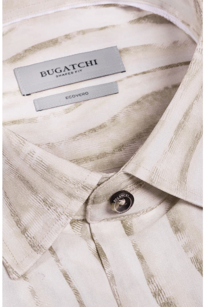 Julian Shaped Fit Wave Print Button-Up Shirt, Alternate, color, ALMOND