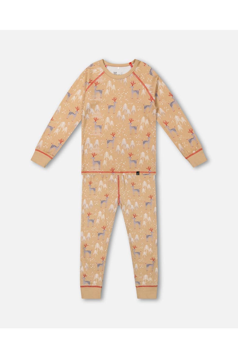 Kids Unisex Organic Cotton Kid Two Piece Family Christmas Pajama Set, Main, color, Printed Christmas Deer