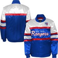 Mitchell & Ness Youth Mitchell & Ness Blue New York Rangers Satin Raglan Full-Snap Jacket