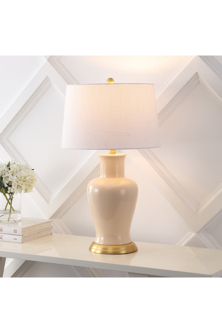 Julian Traditional Classic Ceramic Urn LED Table Lamp, Main, color, Almond